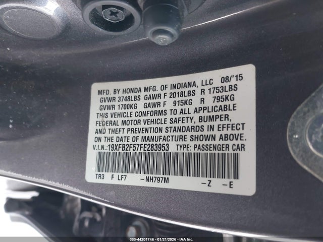Honda Civic Lx 2015 19XFB2F57FE283953 Image 9