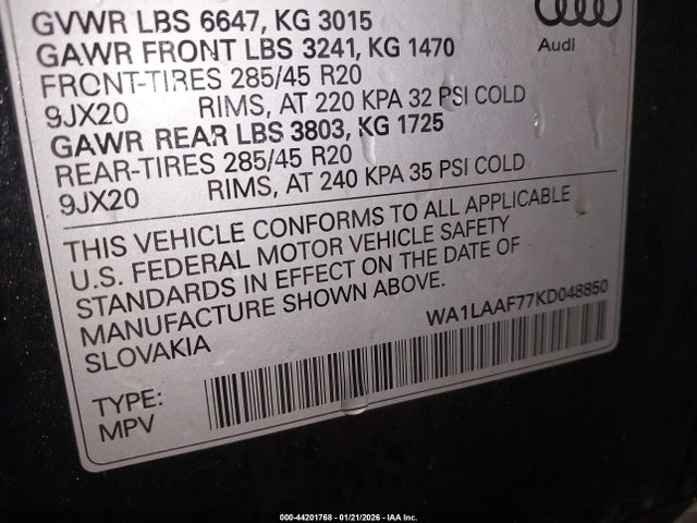 2019 AUDI Q7 WA1LAAF77KD048850 Photo 8