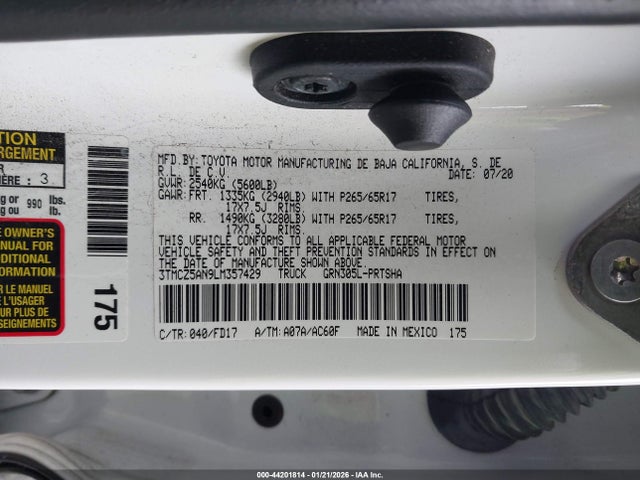3TMCZ5AN9LM357429 Toyota Tacoma Trd Sport