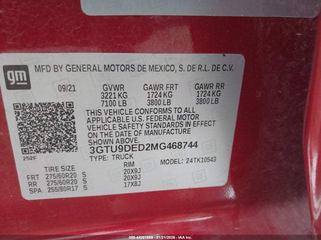 GMC Sierra 1500 4wd Short Box Slt 2021 3GTU9DED2MG468744 Image 9
