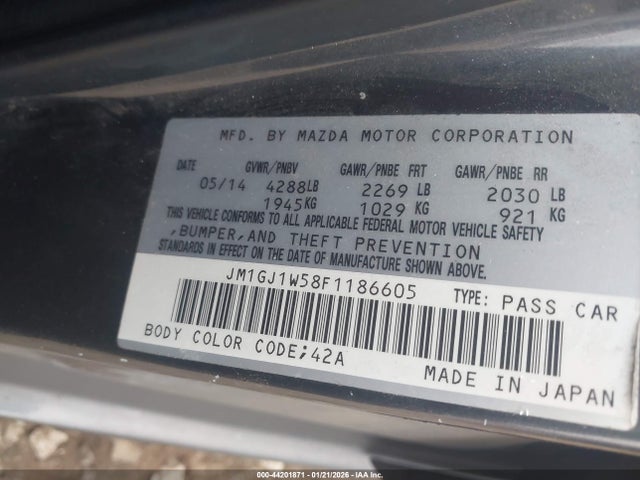 JM1GJ1W58F1186605 Mazda Mazda6 I Grand Touring