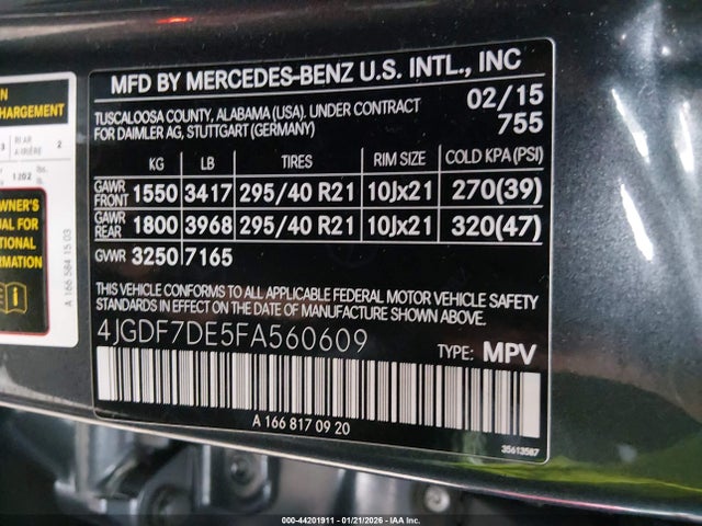 2015 MERCEDES-BENZ GL 550 4JGDF7DE5FA560609 Photo 8