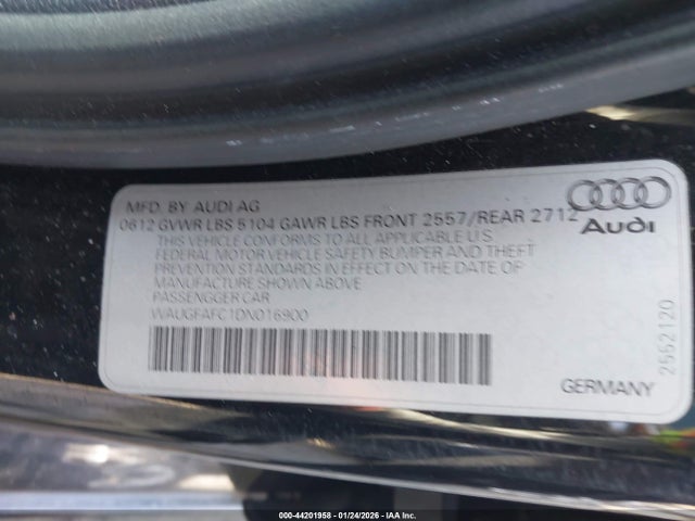 44201958 :رقم المزاد ، WAUGFAFC1DN016900 vin ، 2013 Audi A6 2.0t Premium مزاد بيع
