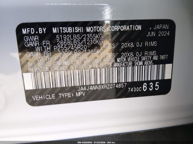 2024 MITSUBISHI OUTLANDER JA4J4WA8XRZ074657 Photo 8