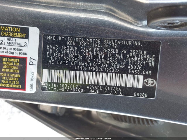 2012 TOYOTA CAMRY 4T1BF1FK0CU129337 Photo 8