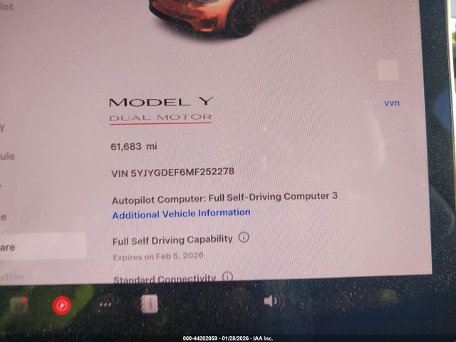 2021 TESLA MODEL Y 5YJYGDEF6MF252278 Photo 6
