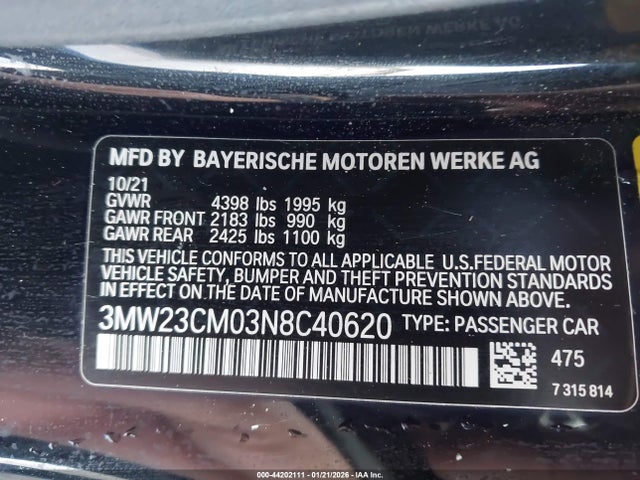 Продаж на аукціоні авто 2022 Bmw 230 I, vin: 3MW23CM03N8C40620, номер лоту: 44202111