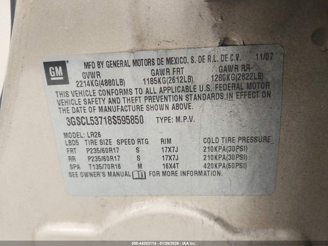 2008 SATURN VUE 3GSCL53718S595850 Photo 8