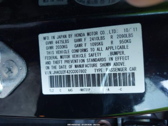 2012 ACURA TSX JH4CU2F42CC007802 Photo 8