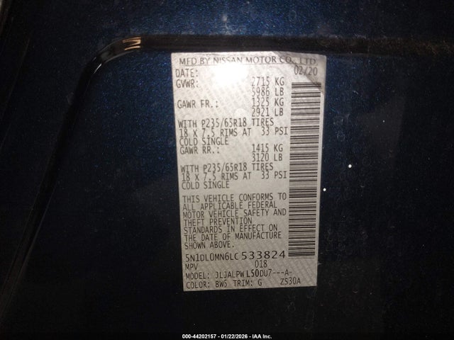 5N1DL0MN6LC533824 Infiniti QX60 PURE