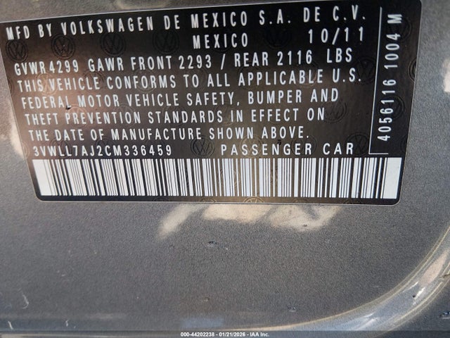 2012 VOLKSWAGEN JETTA 3VWLL7AJ2CM336459 Photo 8