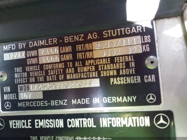 1985 MERCEDES-BENZ 380 WDBBA45C7FA022059 Photo 8