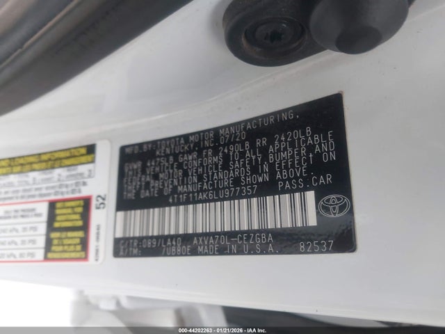 2020 TOYOTA CAMRY 4T1F11AK6LU977357 Photo 8