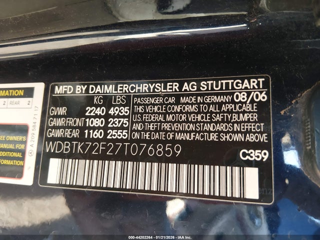 2007 MERCEDES-BENZ CLK 550 WDBTK72F27T076859 Photo 8