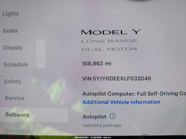 5YJYGDEEXLF032048 Tesla Model Y Long Range Dual Motor All-wheel Drive
