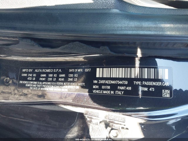 2017 ALFA ROMEO GIULIA ZARFAEEN4H7544759 Photo 8