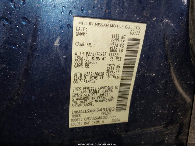 1N6AA1E5XHN549082 Nissan Titan Pro-4x