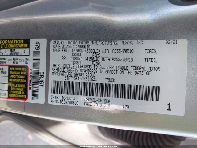 5TFTY5F15MX011821 Toyota Tundra Sr