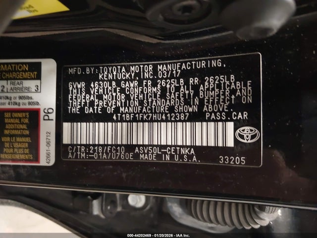 4T1BF1FK7HU412387 Toyota CAMRY LE