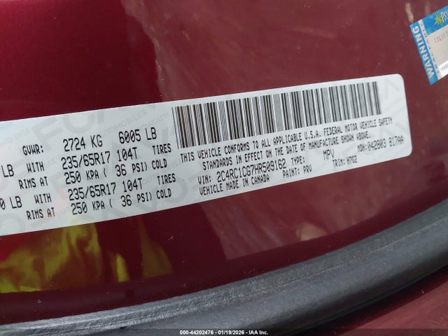 Chrysler Pacifica Lx 2017 2C4RC1CG7HR509162 Image 9