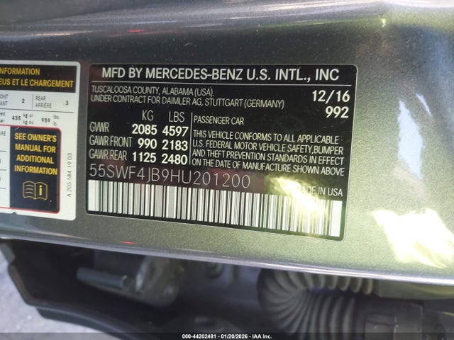 Продаж на аукціоні авто 2017 Mercedes-benz C 300 Sport, vin: 55SWF4JB9HU201200, номер лоту: 44202481