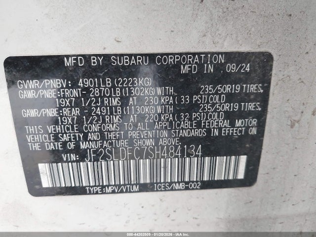 44202509 :رقم المزاد ، JF2SLDFC7SH484134 vin ، 2025 Subaru Forester Sport مزاد بيع
