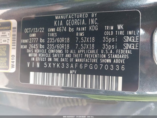 5XYK33AF6PG070336 KIA Sportage Ex