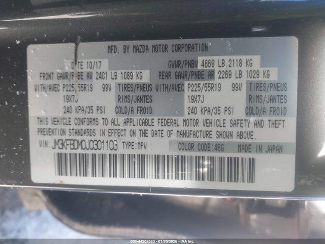 Aukcja sprzedaży 2018 Mazda Cx-5 Grand Touring, vin: JM3KFBDM0J0301103, numer aukcji: 44202563