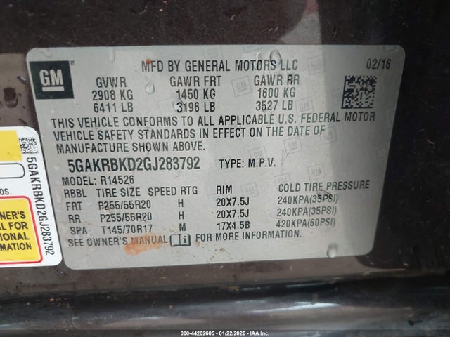 Buick Enclave Leather 2016 5GAKRBKD2GJ283792 Image 9