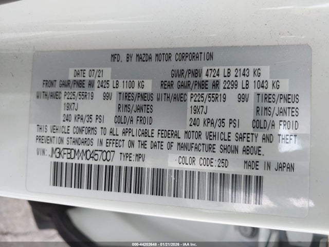 JM3KFBDMXM0457007 Mazda Cx-5 Grand Touring