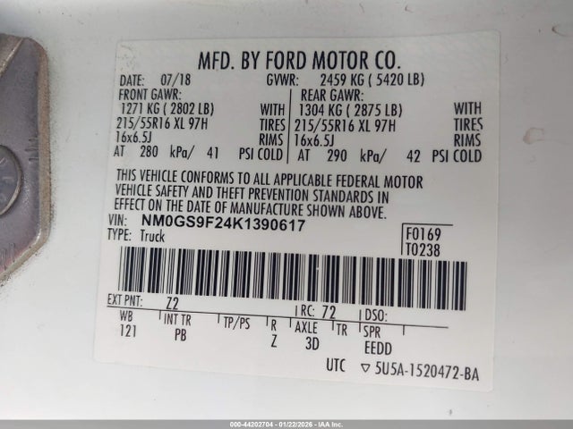 NM0GS9F24K1390617 Ford Transit Connect Xlt