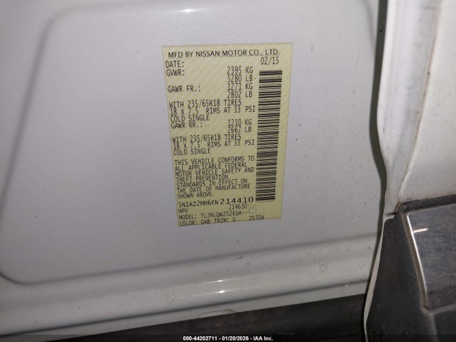 5N1AZ2MH6FN214410 Nissan MURANO SV