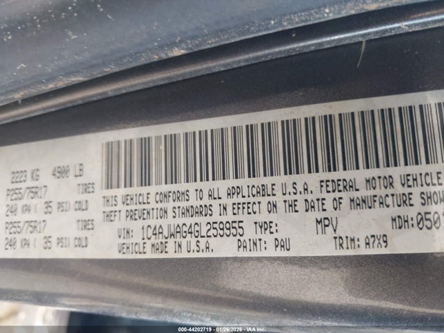 2016 JEEP WRANGLER 1C4AJWAG4GL259955 Photo 8