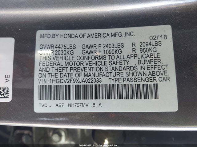 1HGCV2F9XJA022083 Honda Accord Touring 2.0t