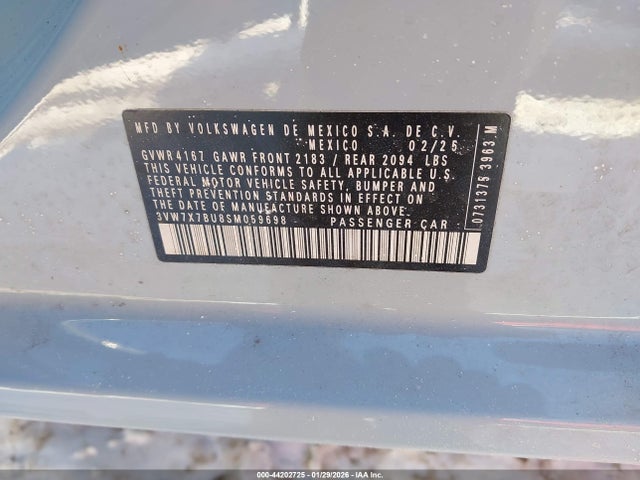 Aukcja sprzedaży 2025 Volkswagen Jetta 1.5t Se, vin: 3VW7X7BU8SM059698, numer aukcji: 44202725