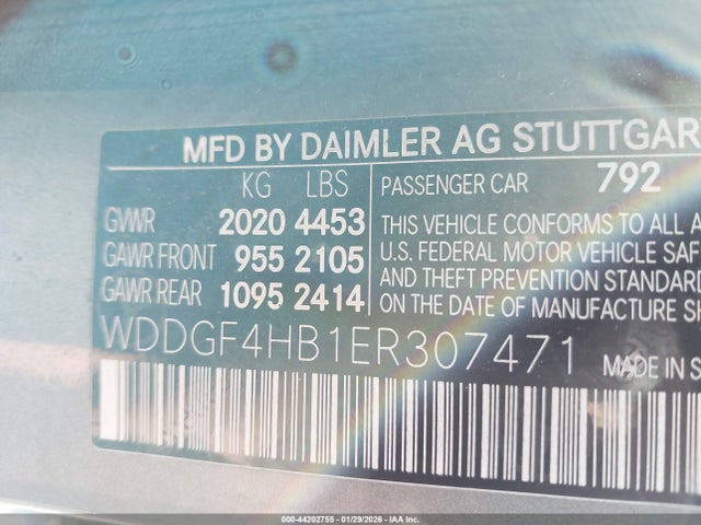 44202755 :رقم المزاد ، WDDGF4HB1ER307471 vin ، 2014 Mercedes-benz C 250 Luxury/sport مزاد بيع