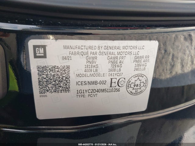 2021 CHEVROLET CORVETTE 1G1YC2D40M5110356 Photo 8