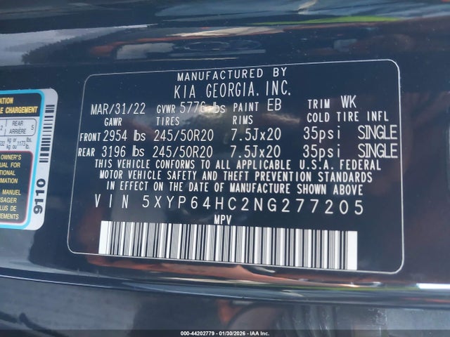KIA Telluride S 2022 5XYP64HC2NG277205 Image 9