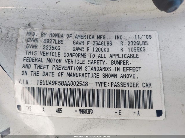 2010 ACURA TL 19UUA9F58AA002548 Photo 8