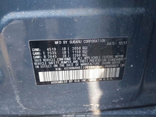 Subaru Legacy 2.5i Limited 2018 4S3BNAN67J3026415 Image 9