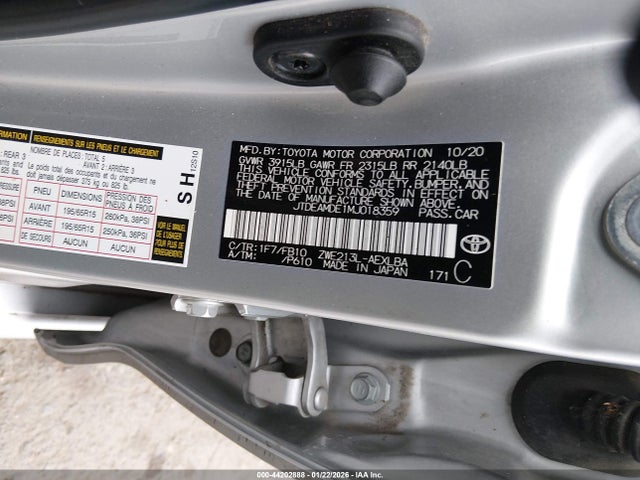 JTDEAMDE1MJ018359 Toyota Corolla Hybrid Le