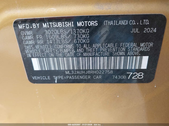 2024 MITSUBISHI MIRAGE ML32AUHJ8RH022758 Photo 8