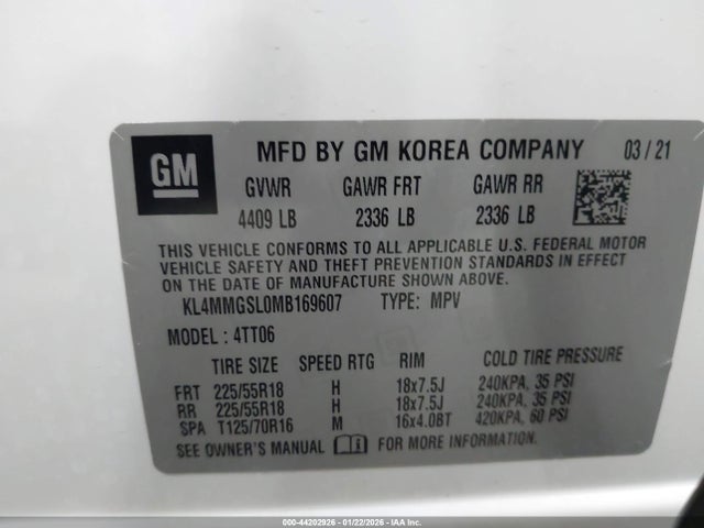 Продажа на аукционе авто 2021 Buick Encore Gx Awd Essence, vin: KL4MMGSL0MB169607, номер лота: 44202926