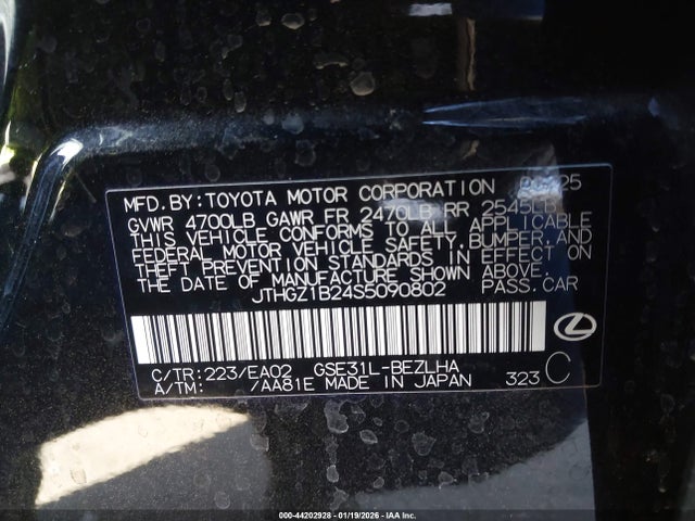 JTHGZ1B24S5090802 Lexus Is 350 F Sport