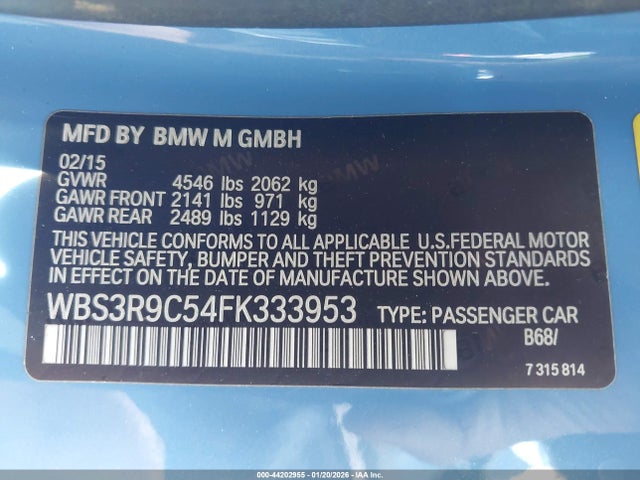 WBS3R9C54FK333953 BMW M4