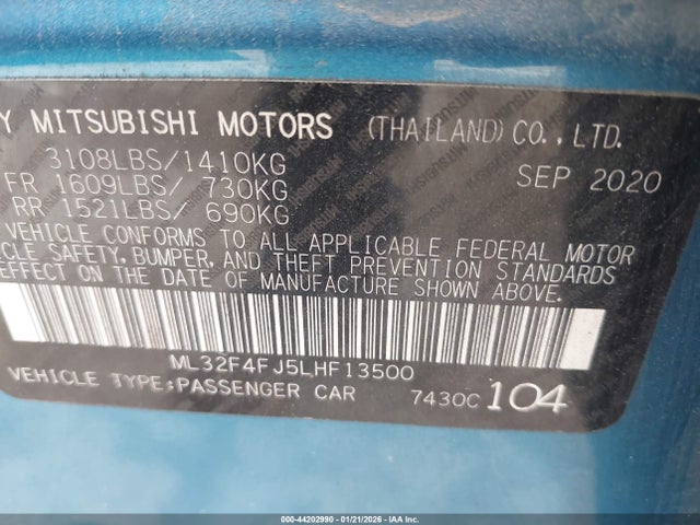 2020 MITSUBISHI MIRAGE G4 ML32F4FJ5LHF13500 Photo 8