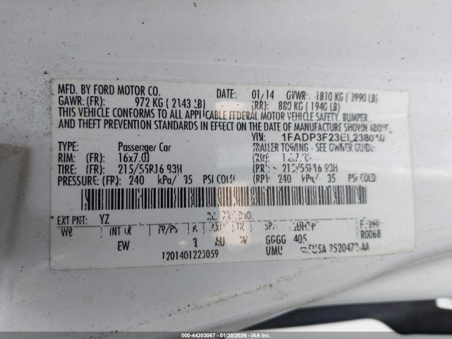 Ford FOCUS SE 2014 1FADP3F23EL238010 Image 9