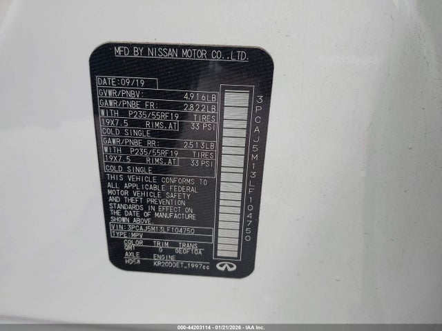 2020 INFINITI QX50 3PCAJ5M13LF104750 Photo 8