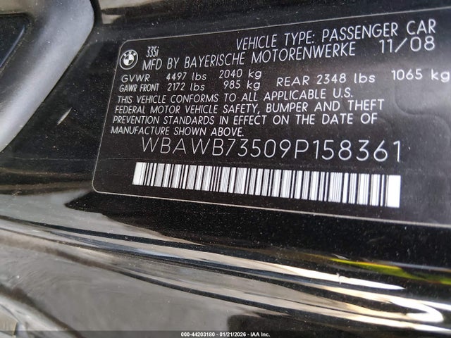 Продаж на аукціоні авто 2009 Bmw 335i, vin: WBAWB73509P158361, номер лоту: 44203180