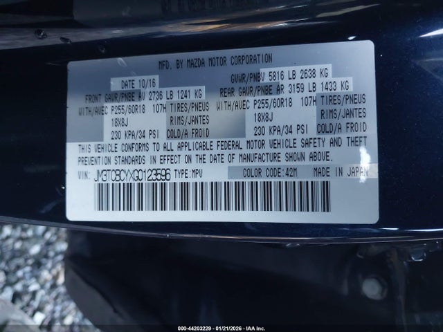 JM3TCBCYXG0123596 Mazda Cx-9 Touring